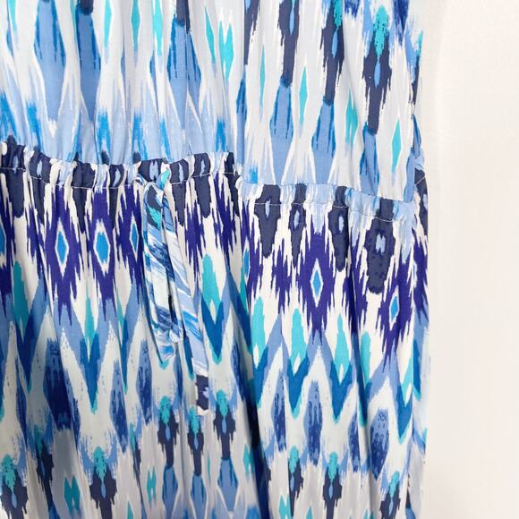 Athleta Small S Blue Kissma Maxi Dress Halter Neck Tie Waist Keyhole Slit Casual - Picture 6 of 12